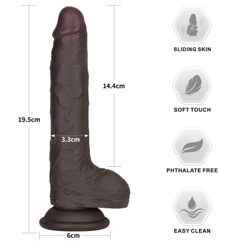 7.5'' Sliding Skin Pro II Dual Layer Silicone Dong (Black)