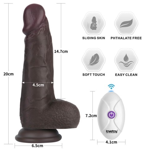 8" Vibrating Sliding Skin Pro II Silicone Dong (Black)