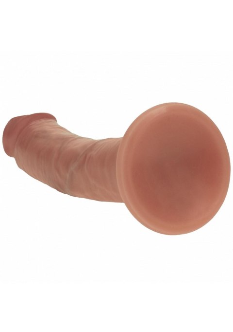 Dual Density Silicone Curved Realistic Dildo with Suction Cup - 7" / 18,5 cm - Tan