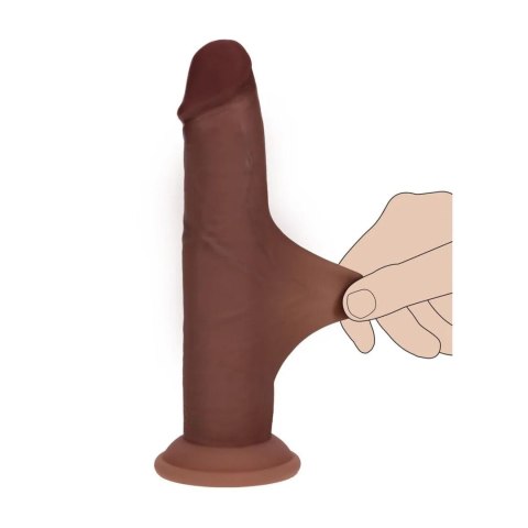 Dual Density Silicone Realistic Sliding Skin Dildo - 8" / 20,5 cm - Brown