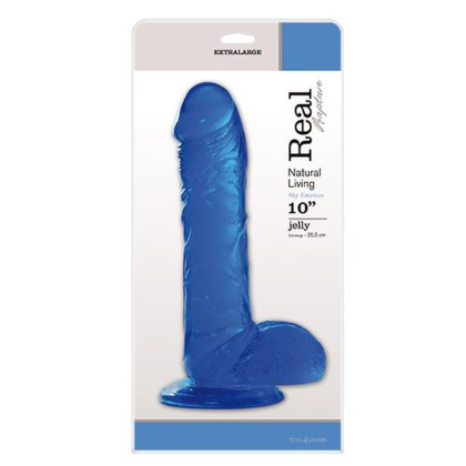 Real Rapture - duże realistyczne dildo z jądrami, niebieskie, 10"