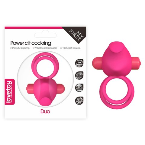 Power Clit Duo Silicone Cockring Pink Lovetoy Power Clit Duo Silicone Cockring Pink Lovetoy