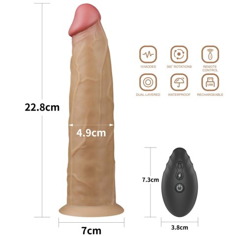9.0'' Dual Layered Platinum Silicone Rotator Lovetoy 9.0'' Dual Layered Platinum Silicone Rotator Lovetoy