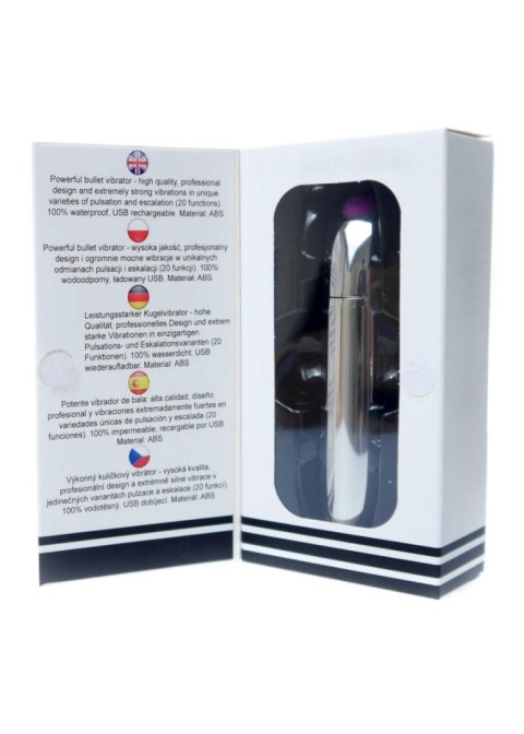 Stymulator-Rechargeable Powerful Bullet Vibrator USB 20 Functions - Silver B - Series Magic Stymulator-Rechargeable Powerful Bullet Vibrator USB 20 Functions - Silver B - Series Magic