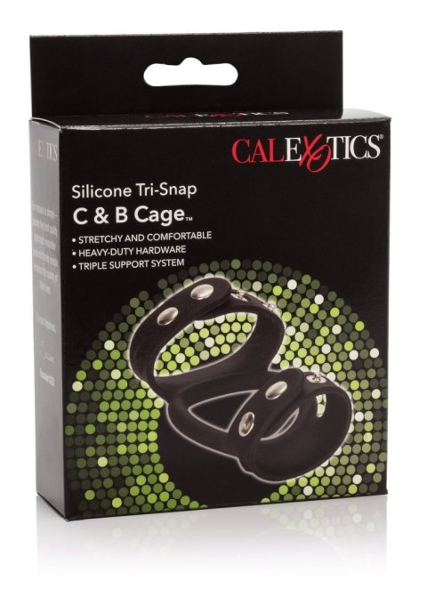 Silicone Tri-Snap C & B Cage Black CalExotics Silicone Tri-Snap C & B Cage Black CalExotics