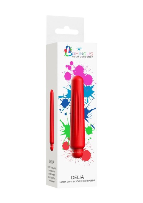 Delia - ABS Bullet With Sleeve - 10-Speeds - Red Luminous Delia - ABS Bullet With Sleeve - 10-Speeds - Red Luminous