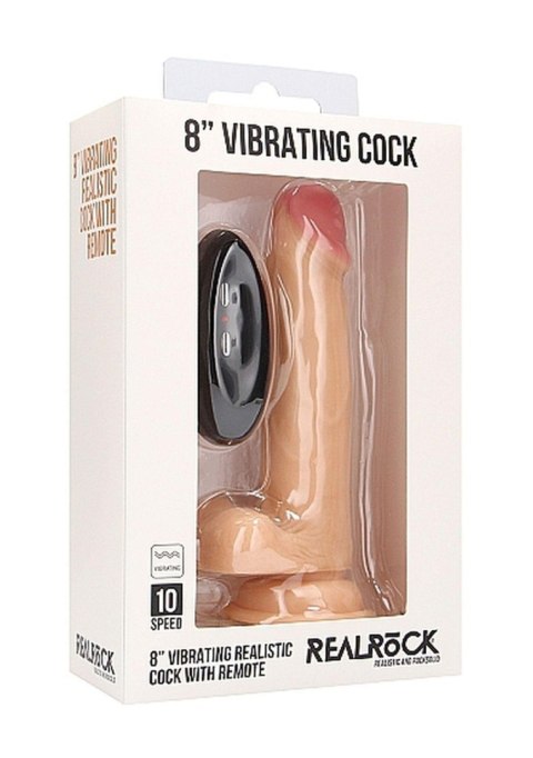 Vibrating Realistic Cock - 8"" - With Scrotum - Skin RealRock Vibrating Realistic Cock - 8"" - With Scrotum - Skin RealRock