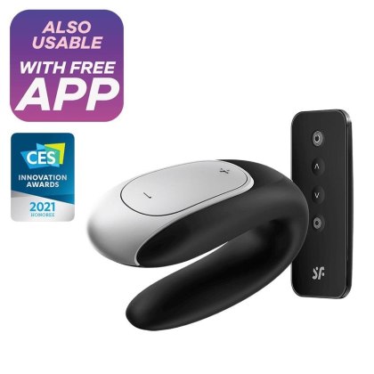 Satisfyer Double Fun - wibrator dla par z aplikacją, czarny