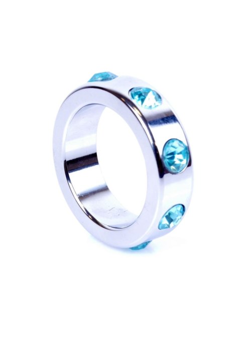 Pierścień-Metal Cock Ring with Light Blue Diamonds Medium B - Series HeavyFun Pierścień-Metal Cock Ring with Light Blue Diamonds Medium B - Series HeavyFun