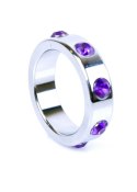 Pierścień-Metal Cock Ring with Purple Diamonds Large B - Series HeavyFun Pierścień-Metal Cock Ring with Purple Diamonds Large B - Series HeavyFun