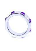 Pierścień-Metal Cock Ring with Purple Diamonds Large B - Series HeavyFun Pierścień-Metal Cock Ring with Purple Diamonds Large B - Series HeavyFun