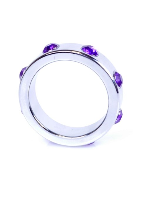 Pierścień-Metal Cock Ring with Purple Diamonds Large B - Series HeavyFun Pierścień-Metal Cock Ring with Purple Diamonds Large B - Series HeavyFun