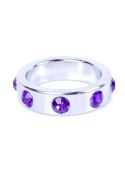 Pierścień-Metal Cock Ring with Purple Diamonds Large B - Series HeavyFun Pierścień-Metal Cock Ring with Purple Diamonds Large B - Series HeavyFun