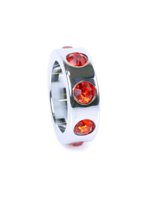 Pierścień-Metal Cock Ring with Red Diamonds Small B - Series HeavyFun Pierścień-Metal Cock Ring with Red Diamonds Small B - Series HeavyFun