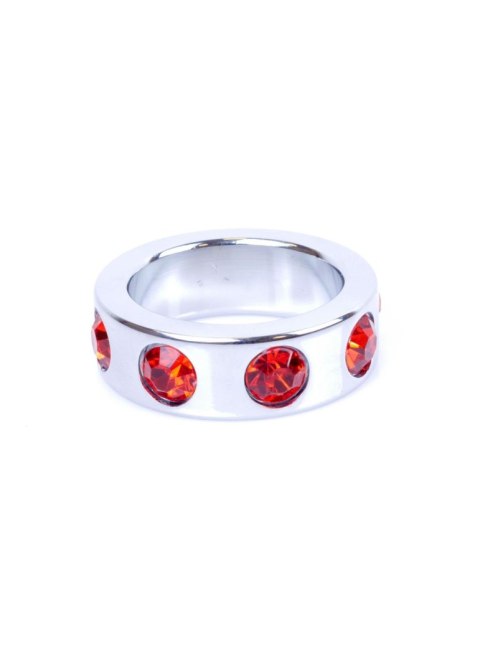 Pierścień-Metal Cock Ring with Red Diamonds Small B - Series HeavyFun Pierścień-Metal Cock Ring with Red Diamonds Small B - Series HeavyFun