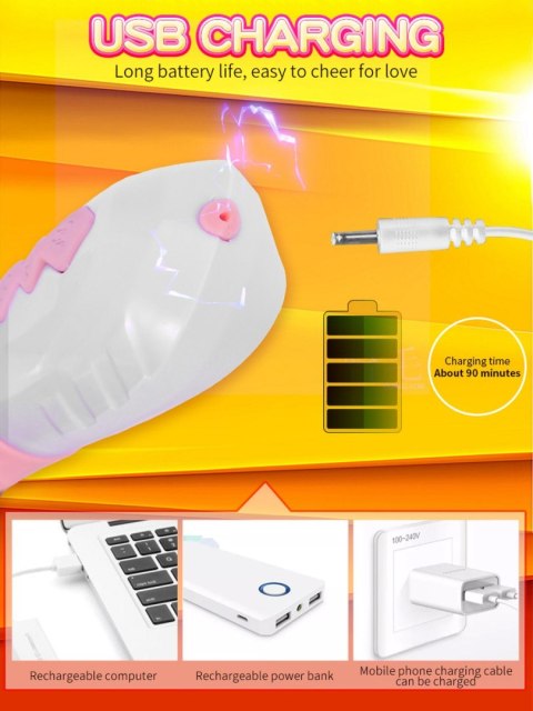Wibrator-Silicone Vibrator USB 7 Function and Thrusting Function / Heating, pink B - Series Fox Wibrator-Silicone Vibrator USB 7 Function and Thrusting Function / Heating, pink B - Series Fox
