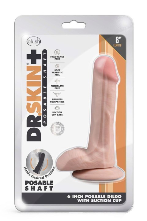DR. SKIN PLUS 6 INCH POSABLE DILDO WITH BALLS VANILLA Blush DR. SKIN PLUS 6 INCH POSABLE DILDO WITH BALLS VANILLA Blush
