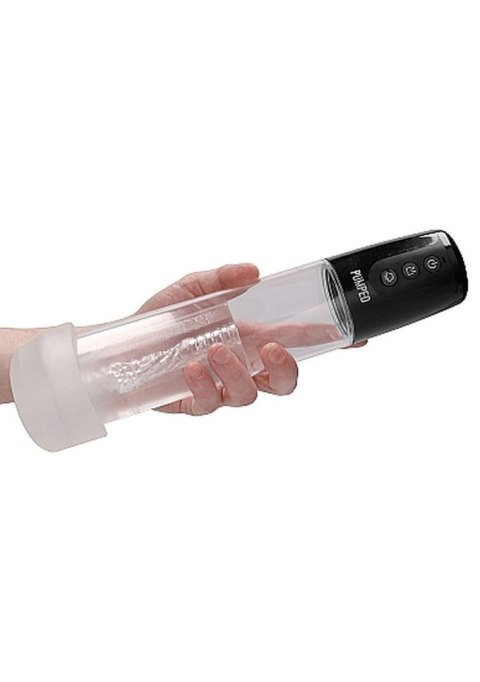 Automatic Cyber Pump with Masturbation Sleeve - Transparent Pumped Automatic Cyber Pump with Masturbation Sleeve - Transparent Pumped