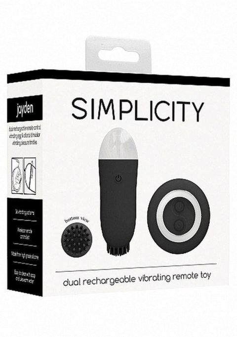 Jayden - Dual Rechargeable Vibrating Remote Toy - Black Simplicity Jayden - Dual Rechargeable Vibrating Remote Toy - Black Simplicity