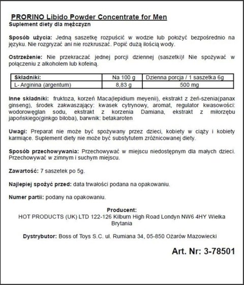 Supl.diety-ERO PRORINO black line potency powder concentrate Hot Supl.diety-ERO PRORINO black line potency powder concentrate Hot