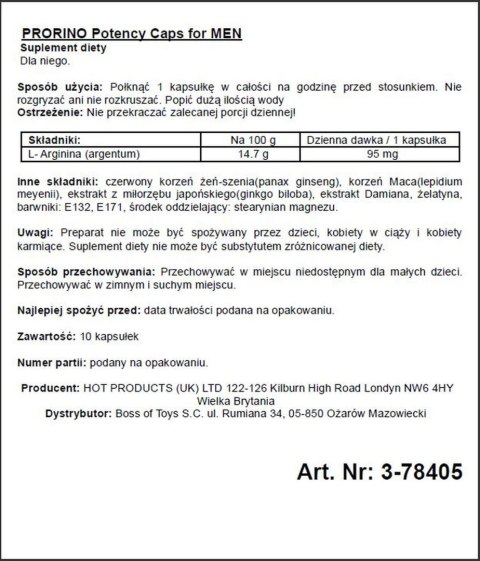 Supl.diety-PRORINO Men- 10pcs black line Potency Caps Hot Supl.diety-PRORINO Men- 10pcs black line Potency Caps Hot