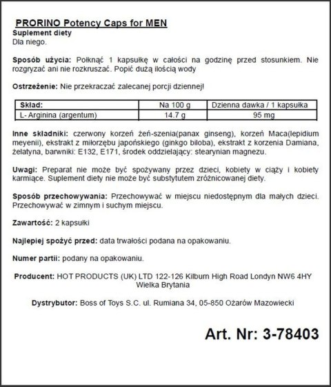 Supl.diety-PRORINO Men- 2pcs black line Potency Caps Hot Supl.diety-PRORINO Men- 2pcs black line Potency Caps Hot