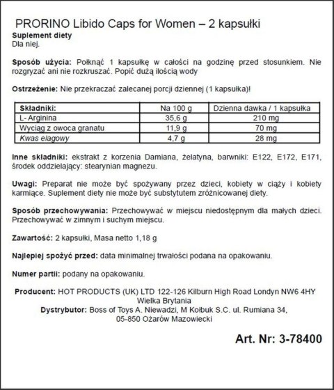 Supl.diety-PRORINO Women- 2pcs black line Libido Caps Hot Supl.diety-PRORINO Women- 2pcs black line Libido Caps Hot