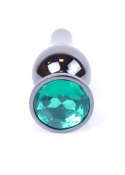 Korek Analny z Diamencikiem (GREEN) - Dark Silver BUTT PLUG