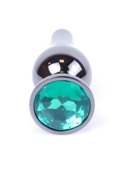 Korek Analny z Diamencikiem (GREEN) - Dark Silver BUTT PLUG