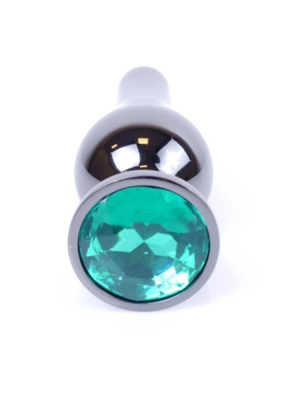 Korek Analny z Diamencikiem (GREEN) - Dark Silver BUTT PLUG