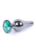 Korek Analny z Diamencikiem (GREEN) - Dark Silver BUTT PLUG