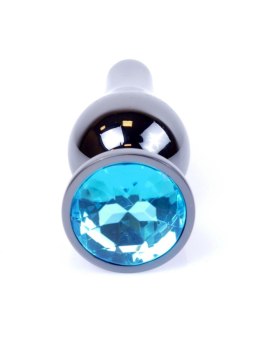Korek Analny z Diamencikiem (LIGHT BLUE) - Dark Silver BUTT PLUG