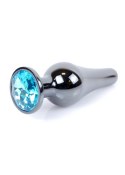 Korek Analny z Diamencikiem (LIGHT BLUE) - Dark Silver BUTT PLUG Korek Analny z Diamencikiem (LIGHT BLUE) - Dark Silver BUTT PLUG
