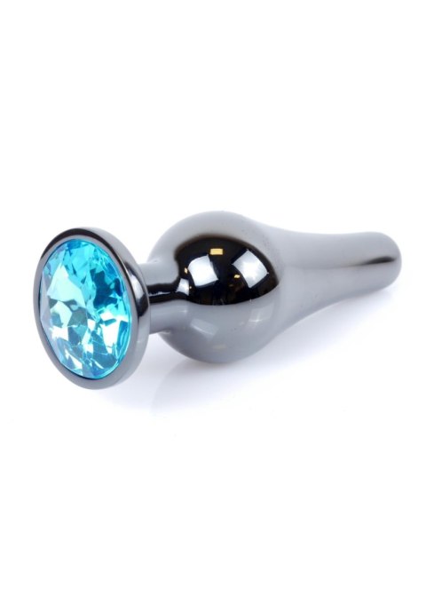 Korek Analny z Diamencikiem (LIGHT BLUE) - Dark Silver BUTT PLUG Korek Analny z Diamencikiem (LIGHT BLUE) - Dark Silver BUTT PLUG