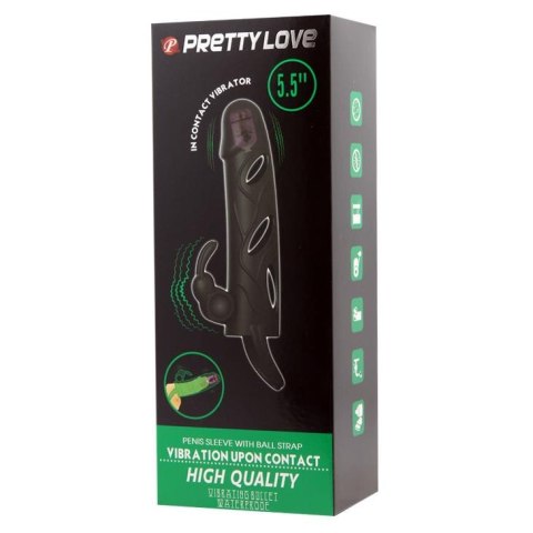 PRETTY LOVE - PENIS SLEEVE WITH BALL STRAP vibration BLACK Pretty Love PRETTY LOVE - PENIS SLEEVE WITH BALL STRAP vibration BLACK Pretty Love