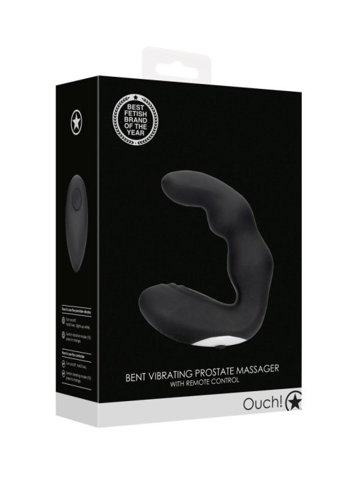 Bent Vibrating Prostate Massager with Remote Control - Black Ouch! Bent Vibrating Prostate Massager with Remote Control - Black Ouch!