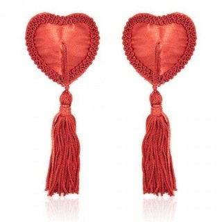 Bielizna-Heart Nipples Tassels RED Toyz4lovers