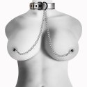 Metallic Silver Collar With Nipple Clamp Lovetoy Metallic Silver Collar With Nipple Clamp Lovetoy