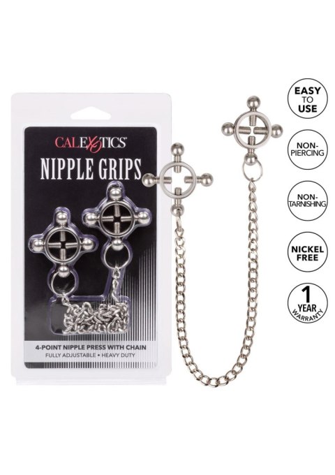4 Point Nipple Press w Chain Black CalExotics 4 Point Nipple Press w Chain Black CalExotics