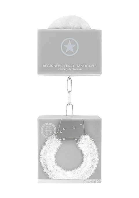 Beginner""s Handcuffs Furry - White Ouch! Beginner""s Handcuffs Furry - White Ouch!