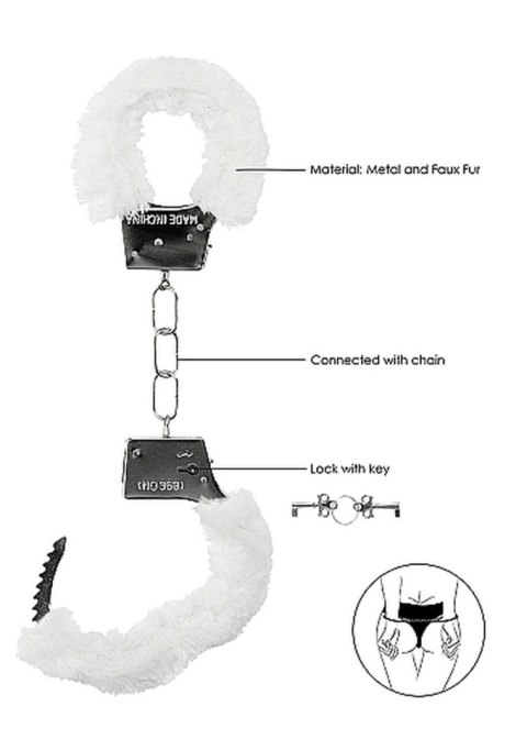 Beginner""s Handcuffs Furry - White Ouch! Beginner""s Handcuffs Furry - White Ouch!