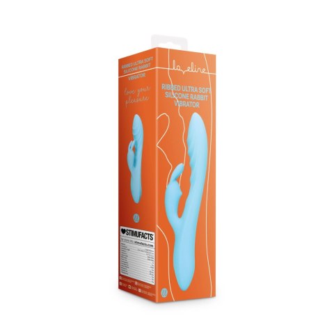 Ribbed Ultra Soft Silicone Rabbit Vibrator - Glacial Blue Loveline Ribbed Ultra Soft Silicone Rabbit Vibrator - Glacial Blue Loveline