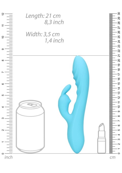 Ribbed Ultra Soft Silicone Rabbit Vibrator - Glacial Blue Loveline Ribbed Ultra Soft Silicone Rabbit Vibrator - Glacial Blue Loveline