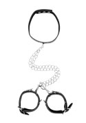 Bonded Leather Collar With Hand Cuffs Ouch! Bonded Leather Collar With Hand Cuffs Ouch!