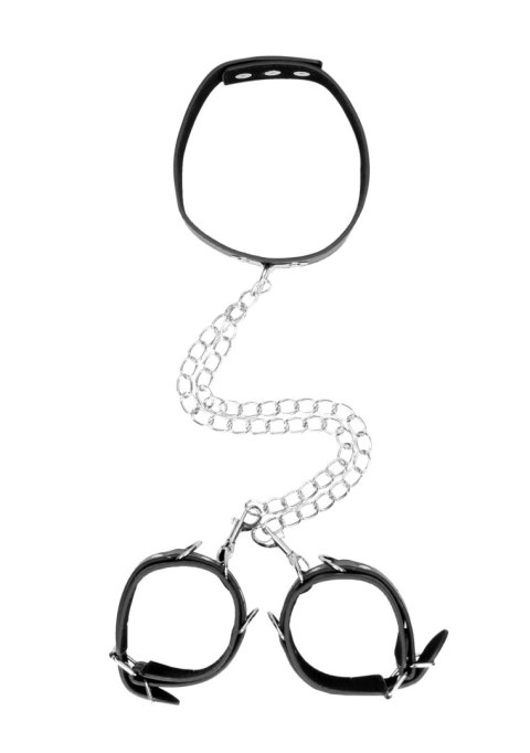 Bonded Leather Collar With Hand Cuffs Ouch! Bonded Leather Collar With Hand Cuffs Ouch!