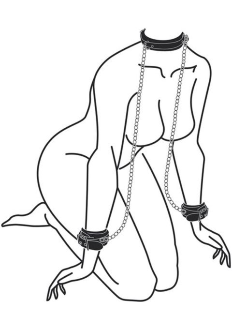 Bonded Leather Collar With Hand Cuffs Ouch! Bonded Leather Collar With Hand Cuffs Ouch!