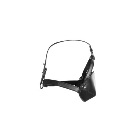 Head Harness with Mouth Cover and Solid Ball Gag - Black Ouch! Head Harness with Mouth Cover and Solid Ball Gag - Black Ouch!