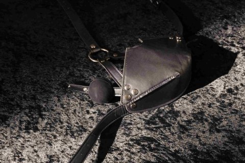 Head Harness with Mouth Cover and Solid Ball Gag - Black Ouch! Head Harness with Mouth Cover and Solid Ball Gag - Black Ouch!