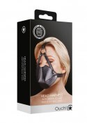 Head Harness with Mouth Cover and Solid Ball Gag - Black Ouch! Head Harness with Mouth Cover and Solid Ball Gag - Black Ouch!