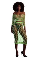 Long Sleeve Crop Top and Long Skirt - Green - XS/XL Ouch! Long Sleeve Crop Top and Long Skirt - Green - XS/XL Ouch!